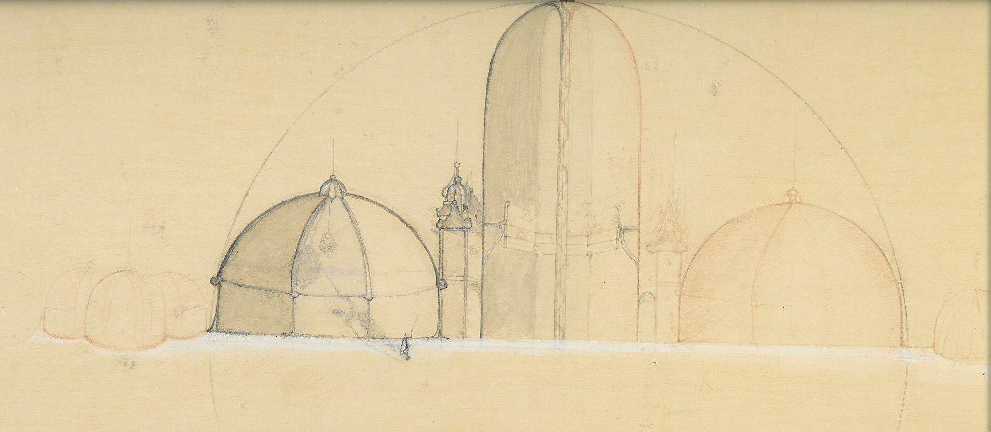 Drawing of several domes structures