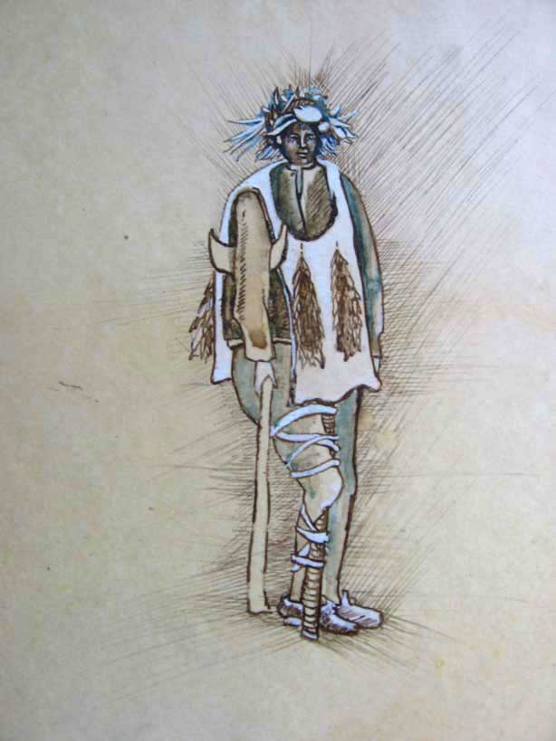 Costume Design of figure with leg splint