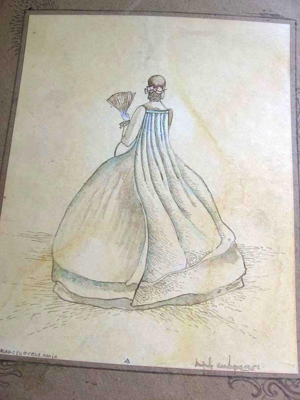 Costume Design of full gown seen from the back