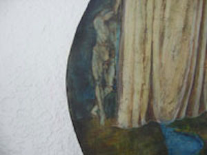 Detail of landscape painting in oval format