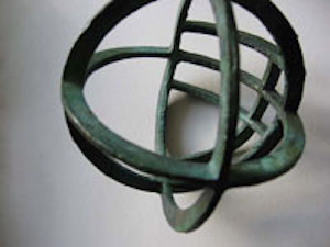Detail of small bronze orb sculpture