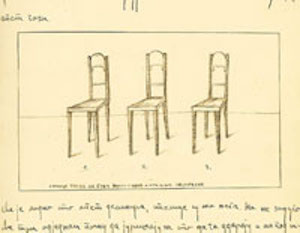 Drawing of three chairs from Manifesto