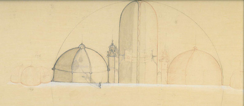 Drawing of several domes structures