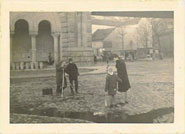 Black and white photo of film scene on street