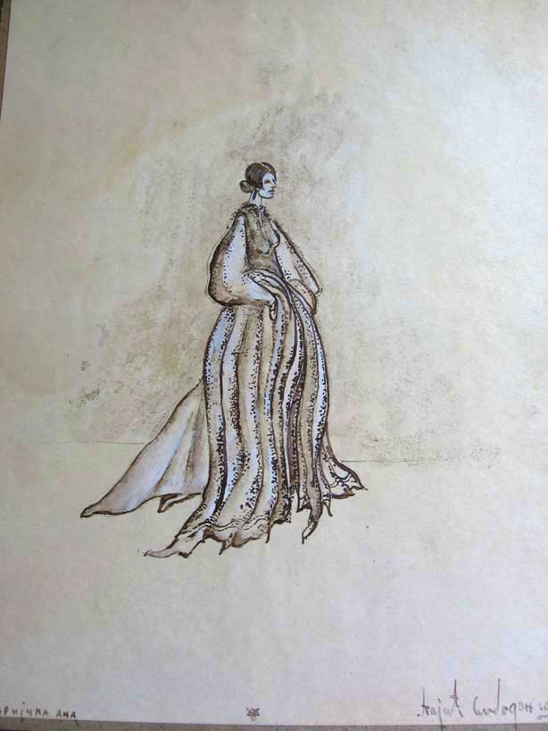 Costume Design of a floor length gown